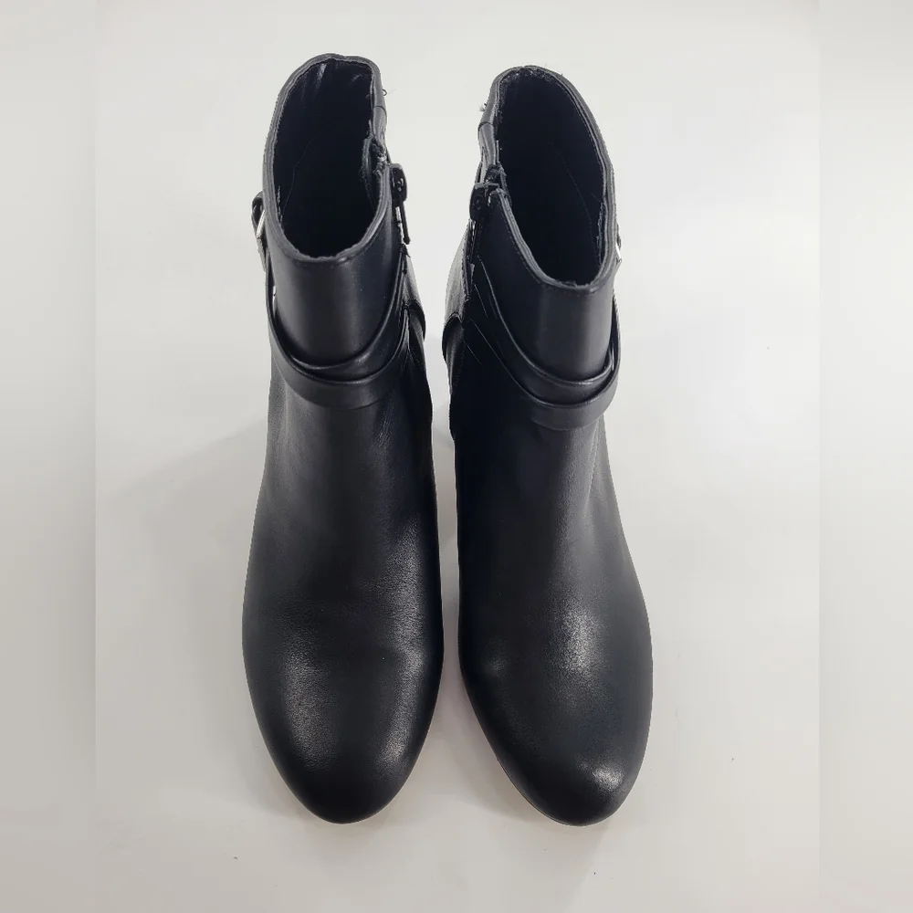 BELLA VITA Womens Black Padded Arlette Round Toe Block Heel Leather‎ Booties 10